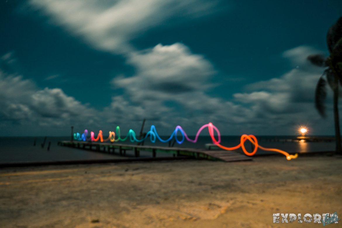 Belize Caye Caulker Long Time Exposure Lightpainting Beach Backpacker Backpacking Travel