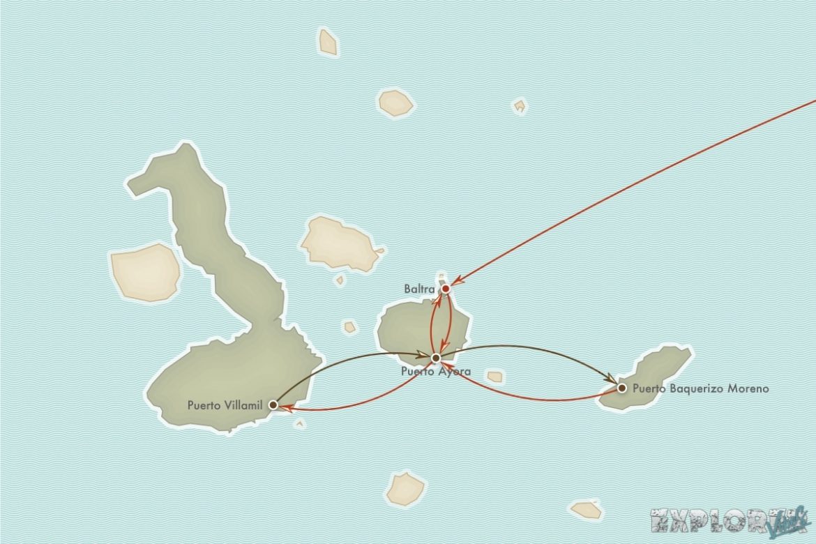 Route Ecuador Isabela Santa Cruz San Cristobal Galapagos Backpacker Backpacking Travel